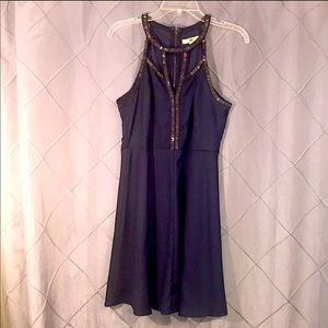 Ya Los Angeles navy cut out beaded dress size M